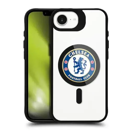 Head Case Designs Officially Licensed Chelsea Football Club Badge Logo Icon Black Shockproof Bumper Case [Military Grade Protection] Compatible with and Compatible with MagSafe Apple iPhone 16e 