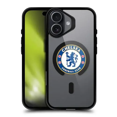Head Case Designs Officially Licensed Chelsea Football Club Badge Logo Icon Black Shockproof Bumper Case [Military Grade Protection] Compatible with and Compatible with MagSafe Apple iPhone 17 - 1