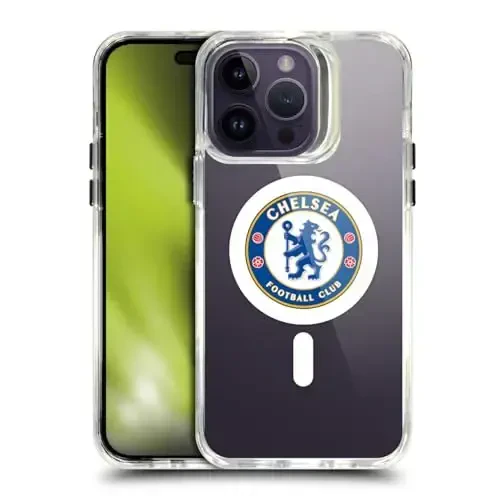 Head Case Designs Officially Licensed Chelsea Football Club Badge Logo Icon Shockproof Bumper Case [Military Grade Protection] Compatible with Apple iPhone 14 Pro Max and Compatible with MagSafe 