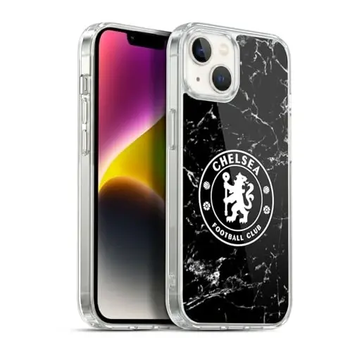 Head Case Designs Officially Licensed Chelsea Football Club Black Marble Crest Gel Case [Harbiy darajadagi himoya] Apple iPhone 14 Plus bilan mos 