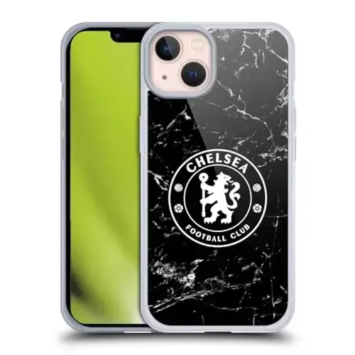 Head Case Designs Officially Licensed Chelsea Football Club Black Marble Crest Gel Case [Military Grade Protection] Compatible with Apple iPhone 13 - HEAD CASE DESIGNS