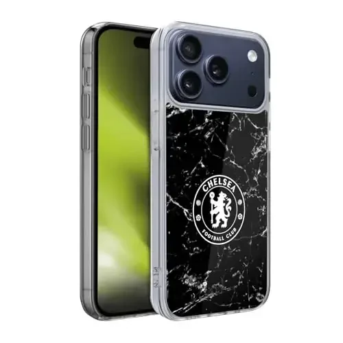 Head Case Designs Officially Licensed Chelsea Football Club Black Marble Crest Gel Case [Military Grade Protection] Compatible with Apple iPhone 17 Pro - HEAD CASE DESIGNS
