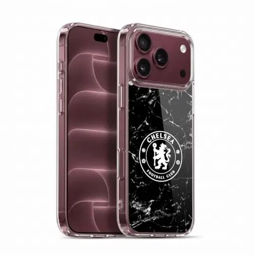 Head Case Designs Officially Licensed Chelsea Football Club Black Marble Crest Gel Case [Military Grade Protection] Compatible with Apple iPhone 18 Pro Max - HEAD