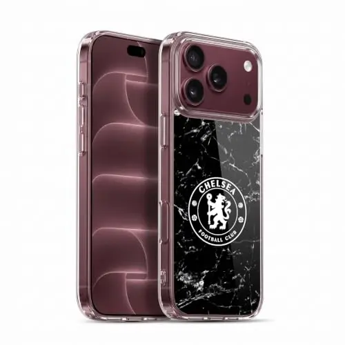 Head Case Designs Officially Licensed Chelsea Football Club Black Marble Crest Gel Case [Military Grade Protection] Compatible with Apple iPhone 18 Pro Max - 1