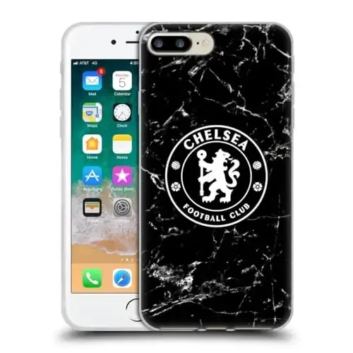Head Case Designs Officially Licensed Chelsea Football Club Black Marble Crest Gel Case [Military Grade Protection] Compatible with Apple iPhone 7 Plus/iPhone 8 Plus - HEAD CASE DESIGNS