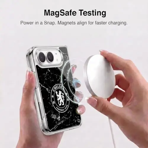 Head Case Designs Officially Licensed Chelsea Football Club Black Marble Crest Gel Case [Military Grade Protection] Compatible with Apple iPhone Duo and Compatible with MagSafe - 3
