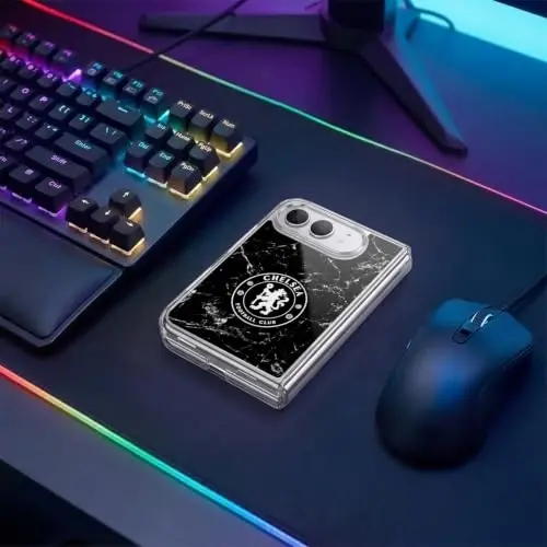 Head Case Designs Officially Licensed Chelsea Football Club Black Marble Crest Gel Case [Military Grade Protection] Compatible with Apple iPhone Duo and Compatible with MagSafe - 5