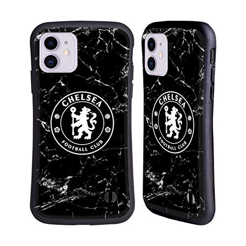 Head Case Designs Officially Licensed Chelsea Football Club Black Marble Crest Hybrid Case Compatible with Apple iPhone 11 - 1