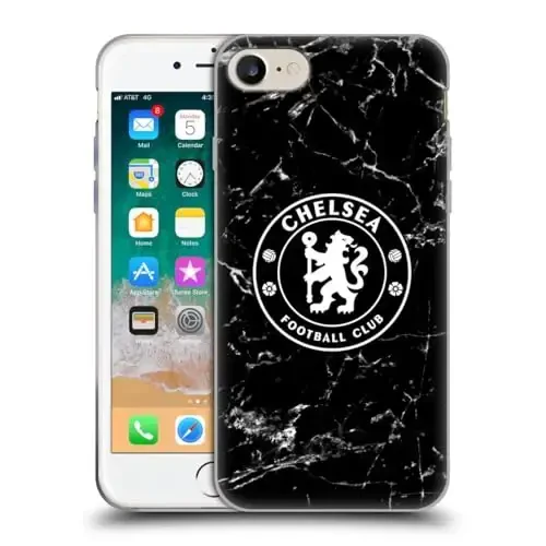Head Case Designs Officially Licensed Chelsea Football Club Black Marble Crest Soft Gel Case Compatible with Apple iPhone 7/8 / SE 2020 & 2022 