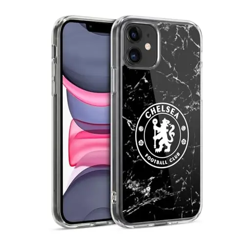 Head Case Designs Officially Licensed Chelsea Football Club Black Marble Crest Soft Gel Case Compatible with Apple iPhone 11 - 3