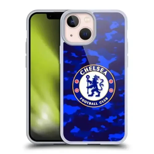 Head Case Designs Officially Licensed Chelsea Football Club Camouflage Crest Gel Case [Military Grade Protection] Compatible with Apple iPhone 13 Mini - HEAD CASE DESIGNS
