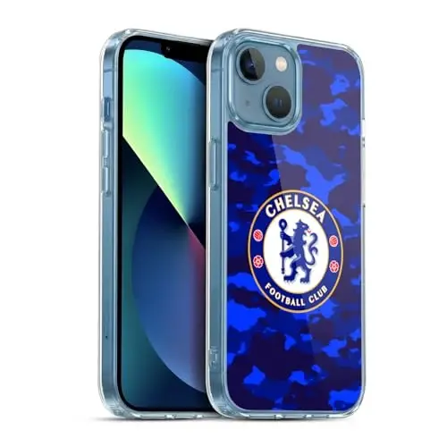 Head Case Designs Officially Licensed Chelsea Football Club Camouflage Crest Gel Case [Military Grade Protection] Compatible with Apple iPhone 13 Mini - 1