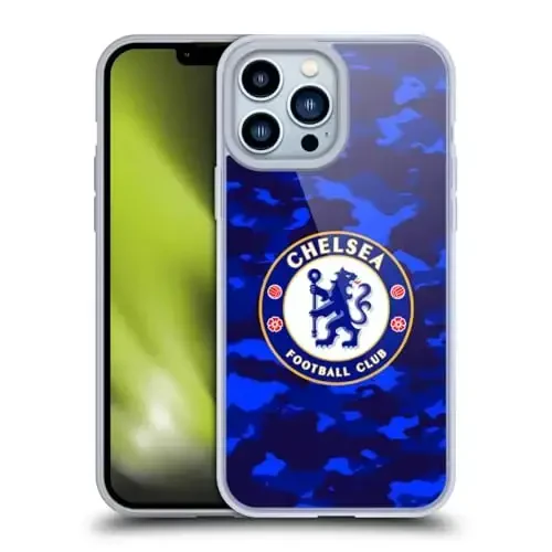 Head Case Designs Officially Licensed Chelsea Football Club Camouflage Crest Gel Case [Military Grade Protection] Compatible with Apple iPhone 13 Pro Max - 8