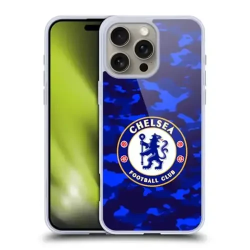 Head Case Designs Officially Licensed Chelsea Football Club Camouflage Crest Gel Case [Military Grade Protection] Compatible with Apple iPhone 16 Pro Max - 12