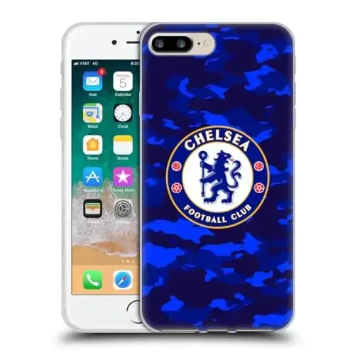 Head Case Designs Officially Licensed Chelsea Football Club Camouflage Crest Gel Case [Military Grade Protection] Compatible with Apple iPhone 7 Plus/iPhone 8 Plus - HEAD CASE DESIGNS