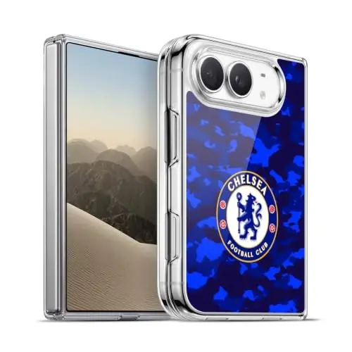 Head Case Designs Officially Licensed Chelsea Football Club Camouflage Crest Gel Case [Military Grade Protection] Compatible with Apple iPhone Duo and Compatible with MagSafe - 1