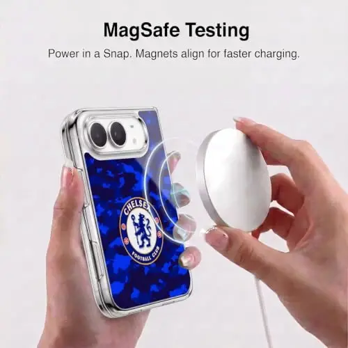 Head Case Designs Officially Licensed Chelsea Football Club Camouflage Crest Gel Case [Military Grade Protection] Compatible with Apple iPhone Duo and Compatible with MagSafe - 3
