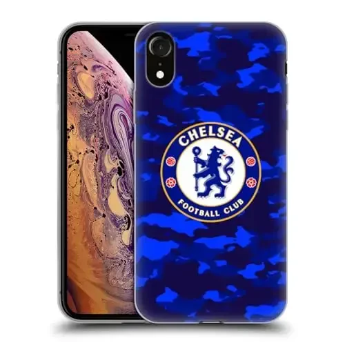 Head Case Designs Officially Licensed Chelsea Football Club Camouflage Crest Gel Case [Military Grade Protection] Compatible with Apple iPhone XR 
