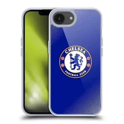 Head Case Designs Officially Licensed Chelsea Football Club Halftone Crest Gel Case [Military Grade Protection] Compatible with Apple iPhone 16e and Compatible with MagSafe 