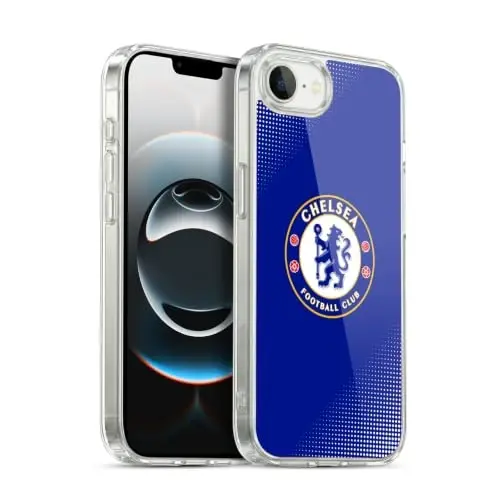 Head Case Designs Officially Licensed Chelsea Football Club Halftone Crest Gel Case [Military Grade Protection] Compatible with Apple iPhone 16e and Compatible with MagSafe 