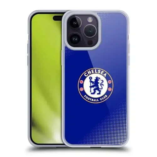 Head Case Designs Officially Licensed Chelsea Football Club Halftone Crest Gel Case [Military Grade Protection] Apple iPhone 14 Pro Max bilan mos va MagSafe bilan mos keladi 