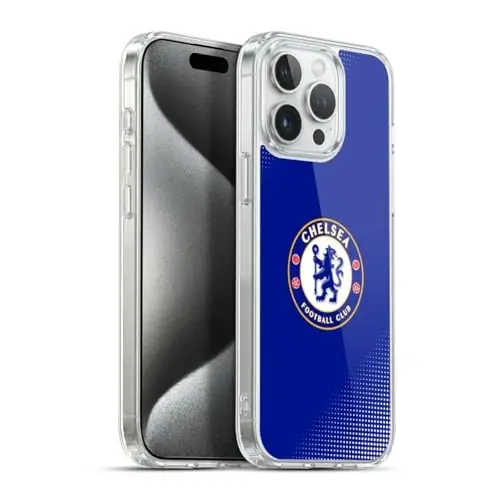 Head Case Designs Officially Licensed Chelsea Football Club Halftone Crest Gel Case [Military Grade Protection] Apple iPhone 15 Pro Max va MagSafe bilan mos keladi 