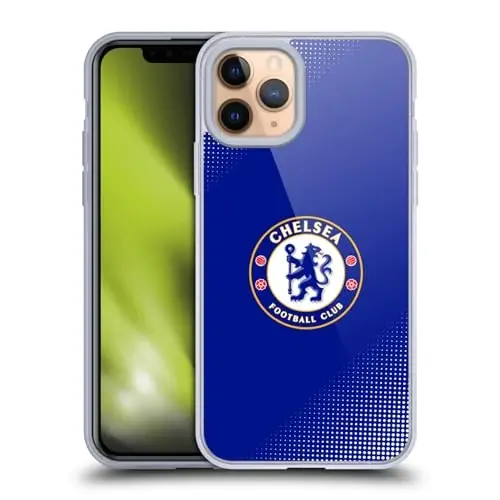 Head Case Designs Officially Licensed Chelsea Football Club Halftone Crest Gel Case [Military Grade Protection] Compatible with Apple iPhone 11 Pro and Compatible with MagSafe 