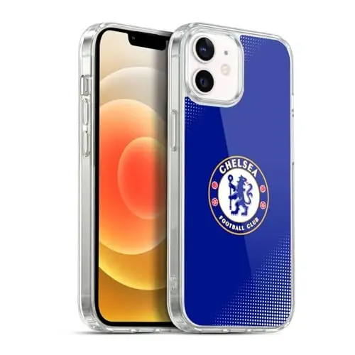 Head Case Designs Officially Licensed Chelsea Football Club Halftone Crest Gel Case [Military Grade Protection] Compatible with Apple iPhone 12 / iPhone 12 Pro and Compatible with MagSafe - 1