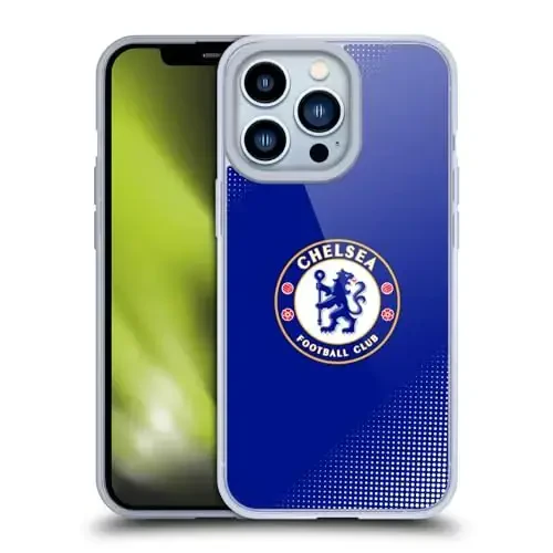 Head Case Designs Officially Licensed Chelsea Football Club Halftone Crest Gel Case [Military Grade Protection] Compatible with Apple iPhone 13 Pro and Compatible with MagSafe - HEAD CASE DESIGNS