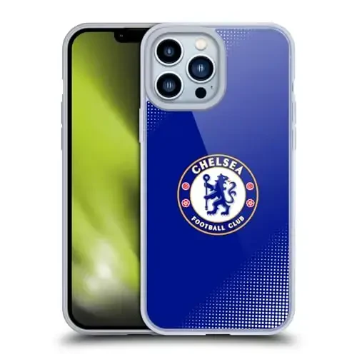 Head Case Designs Officially Licensed Chelsea Football Club Halftone Crest Gel Case [Military Grade Protection] Compatible with Apple iPhone 13 Pro Max and Compatible with MagSafe - 1