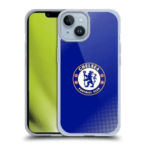 Head Case Designs Officially Licensed Chelsea Football Club Halftone Crest Gel Case [Military Grade Protection] Compatible with Apple iPhone 14 and Compatible with MagSafe - HEAD CASE DESIGNS