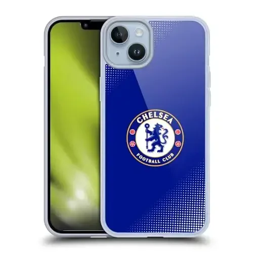 Head Case Designs Officially Licensed Chelsea Football Club Halftone Crest Gel Case [Military Grade Protection] Compatible with Apple iPhone 14 Plus and Compatible with MagSafe - Modazone