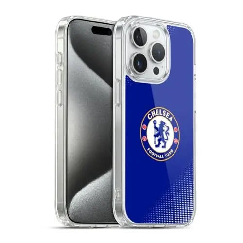 Head Case Designs Officially Licensed Chelsea Football Club Halftone Crest Gel Case [Military Grade Protection] Compatible with Apple iPhone 15 Pro and Compatible with MagSafe - 1
