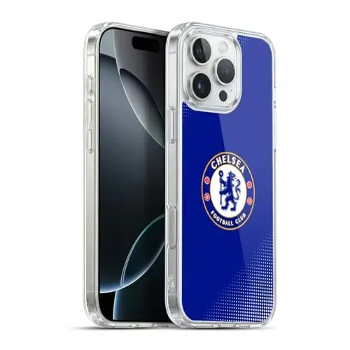 Head Case Designs Officially Licensed Chelsea Football Club Halftone Crest Gel Case [Military Grade Protection] Compatible with Apple iPhone 16 Pro Max and Compatible with MagSafe - HEAD CASE DESIGNS
