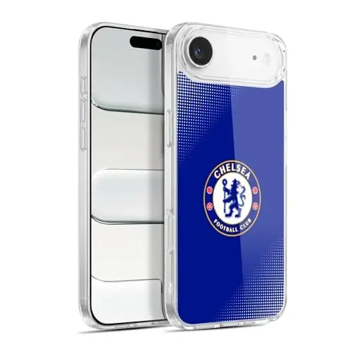 Head Case Designs Officially Licensed Chelsea Football Club Halftone Crest Gel Case [Military Grade Protection] Compatible with Apple iPhone 17 Air 