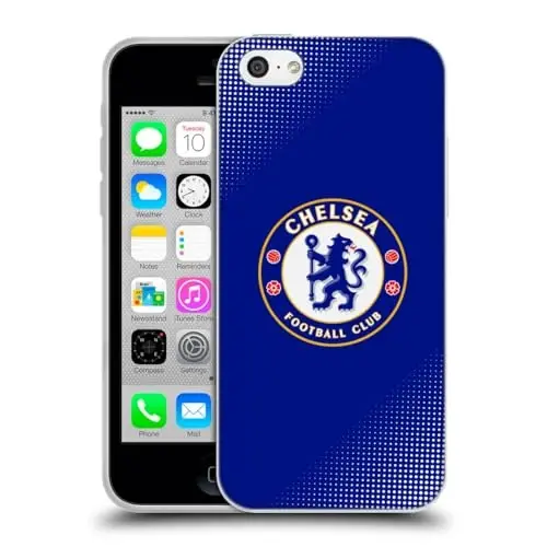 Head Case Designs Officially Licensed Chelsea Football Club Halftone Crest Gel Case [Military Grade Protection] Compatible with Apple iPhone 5c - 1