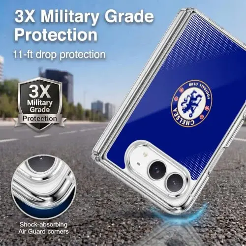 Head Case Designs Officially Licensed Chelsea Football Club Halftone Crest Gel Case [Military Grade Protection] Compatible with Apple iPhone Duo and Compatible with MagSafe - Head Case Designs (1)