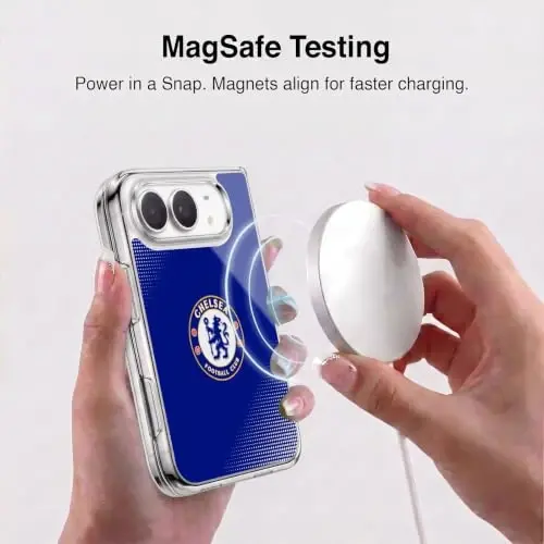 Head Case Designs Officially Licensed Chelsea Football Club Halftone Crest Gel Case [Military Grade Protection] Compatible with Apple iPhone Duo and Compatible with MagSafe - 3