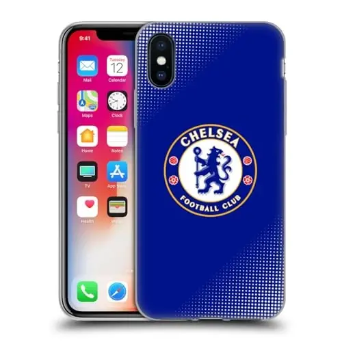 Head Case Designs Officially Licensed Chelsea Football Club Halftone Crest Gel Case [Military Grade Protection] Compatible with Apple iPhone X/iPhone Xs - 1