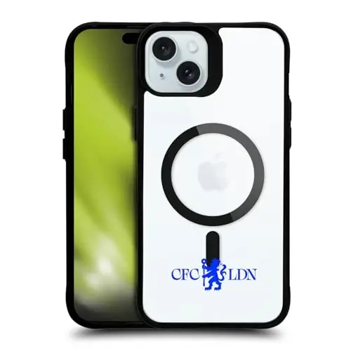 Head Case Designs Officially Licensed Chelsea Football Club Lions Minimalist Logo Icon Black Shockproof Bumper Case [Military Grade Protection] Compatible with and Compatible with MagSafe Apple 