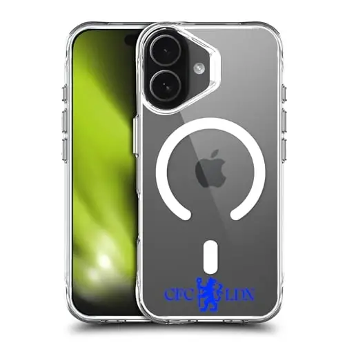 Head Case Designs Officially Licensed Chelsea Football Club Lions Minimalist Logo Icon Shockproof Bumper Case [Military Grade Protection] Compatible with Apple iPhone 17 and Compatible with MagSafe 