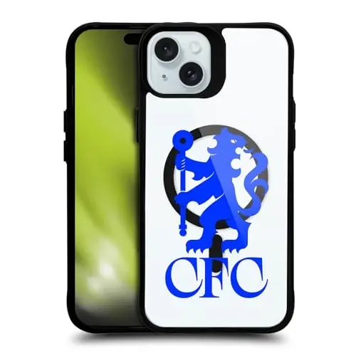Head Case Designs Officially Licensed Chelsea Football Club Lions Oversized Logo Icon Black Shockproof Bumper Case [Military Grade Protection] Compatible with and Compatible with MagSafe Apple iPhone - 1