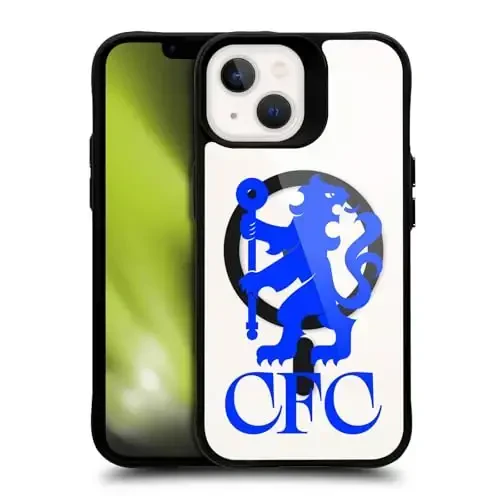 Head Case Designs Officially Licensed Chelsea Football Club Lions Oversized Logo Icon Black Shockproof Bumper Case [Military Grade Protection] Compatible with and Compatible with MagSafe Apple iPhone - 1
