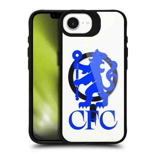 Head Case Designs Officially Licensed Chelsea Football Club Lions Oversized Logo Icon Black Shockproof Bumper Case [Military Grade Protection] Compatible with and Compatible with MagSafe Apple iPhone - 1