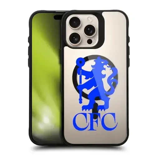 Head Case Designs Officially Licensed Chelsea Football Club Lions Oversized Logo Icon Black Shockproof Bumper Case [Military Grade Protection] Compatible with and Compatible with MagSafe Apple iPhone - HEAD CASE DESIGNS