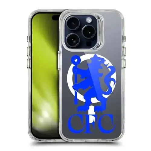 Head Case Designs Officially Licensed Chelsea Football Club Lions Oversized Logo Icon Shockproof Bumper Case [Military Grade] Compatible with Apple iPhone 15 Pro and Compatible with MagSafe - 3