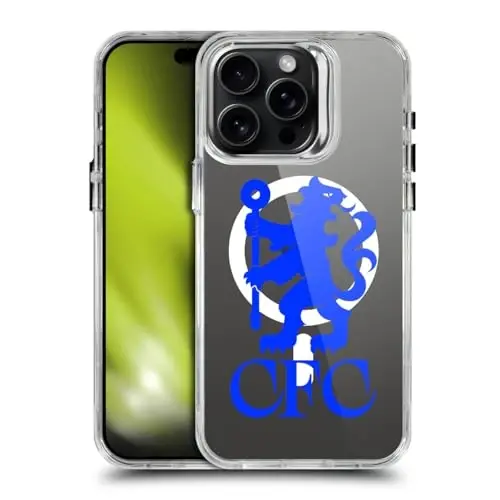 Head Case Designs Officially Licensed Chelsea Football Club Lions Oversized Logo Icon Shockproof Bumper Case [Military Grade] Compatible with Apple iPhone 15 Pro Max and Compatible with MagSafe - HEAD CASE DESIGNS
