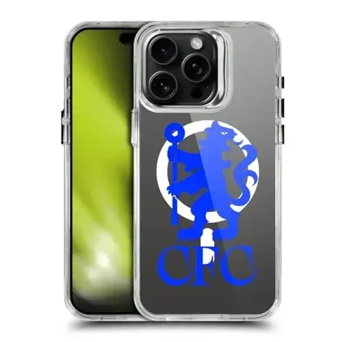 Head Case Designs Officially Licensed Chelsea Football Club Lions Oversized Logo Icon Shockproof Bumper Case [Military Grade] Compatible with Apple iPhone 15 Pro Max and Compatible with MagSafe - Modazone