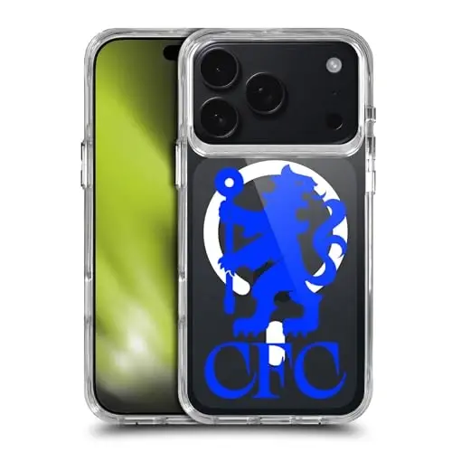 Head Case Designs Officially Licensed Chelsea Football Club Lions Oversized Logo Icon Shockproof Bumper Case [Military Grade Protection] Compatible with Apple iPhone 17 Pro and Compatible with MagSafe - 1