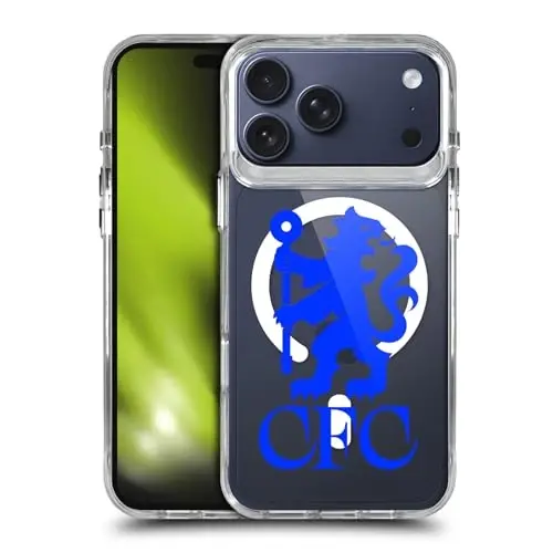 Head Case Designs Officially Licensed Chelsea Football Club Lions Oversized Logo Icon Shockproof Bumper Case [Military Grade Protection] Compatible with Apple iPhone 17 Pro and Compatible with MagSafe 